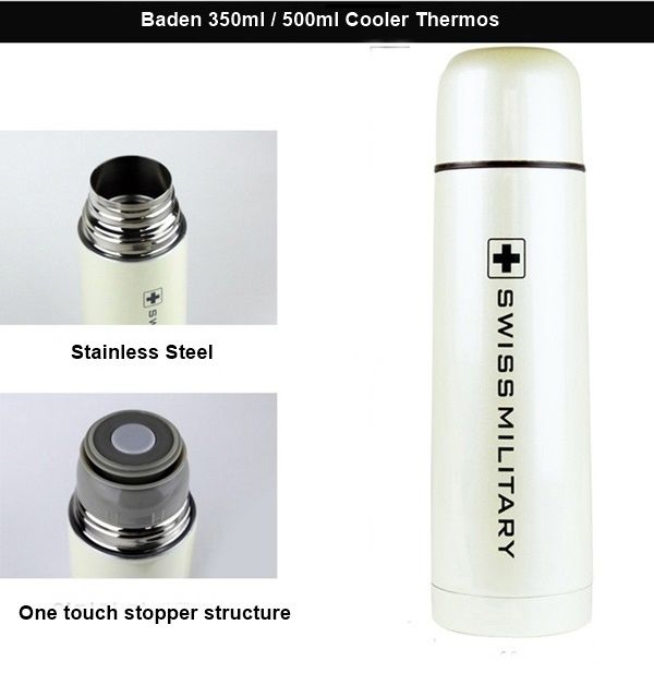 Swiss Military Thermos Cooler Insulated Stainless Steel Durable 350ml